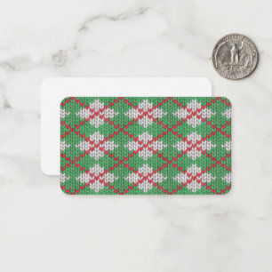 Cartão De Notas Placa de Nota Plana XMAS ARGYLE KNIT 3.5x2