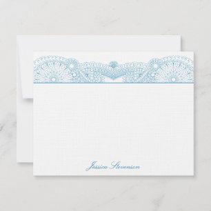 Cartão De Notas Placa de Nota Simples Personalizada Henna (azul)