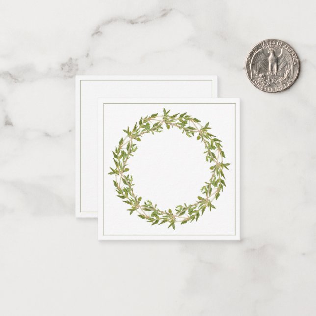 Cartão De Notas Placa de Nota Simples Quadrada THYME WREATH 2,5" (Frente/Verso In Situ)