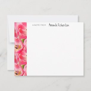 Cartão De Notas Placa de Nota Whimsical Tulipas de Aquarela Rosa