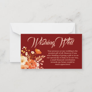 Cartão De Notas Placa de Poço de Wishing Floral Blush Burgundy