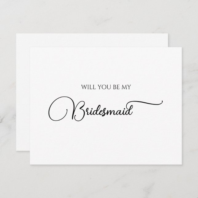 Cartão De Notas Placa de Proposta de Bridesmaid de Script Elegante (Frente/Verso)