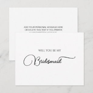 Cartão De Notas Placa de Proposta de Bridesmaid de Script Elegante