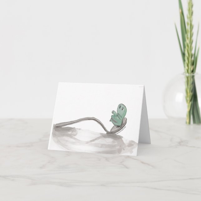 Cartão De Notas Placa de Vazio de Letra e Spoon (Frente)