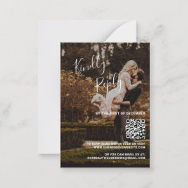 Cartão De Notas Placa Mini RSVP de Casamento de Código QR de Foto 