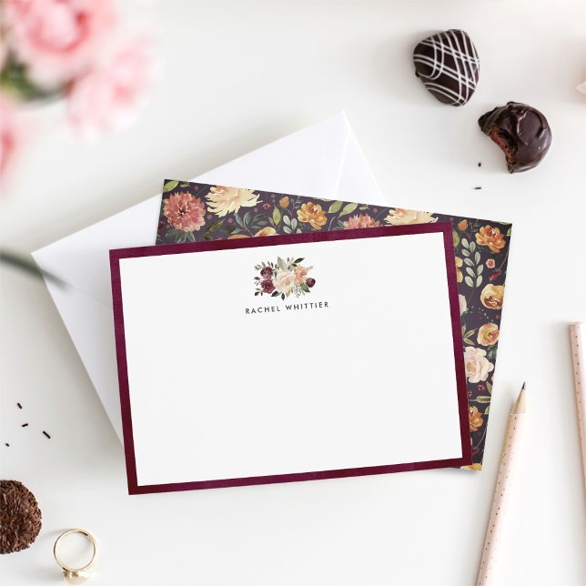 Cartão De Notas Placa Plana de Papel Personalizado Rustic Bloom (Criador carregado)