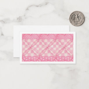 Cartão De Notas Placa plana II PINK HEART QUILT 3.5x2