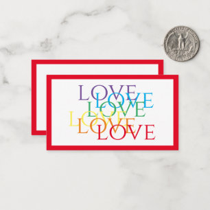 Cartão De Notas PLACA PLANA LOVE 3.5x2 / Vermelho