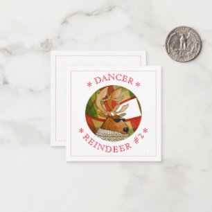 Cartão De Notas Placa plana quadrada DANCER REINDEER 2,5"