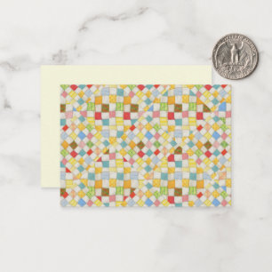 Cartão De Notas Placa plana QUILT MOSAIC 3.5x2.5 / Creme horizonta