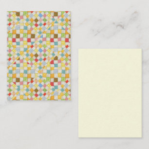 Cartão De Notas Placa plana QUILT MOSAIC 3.5x2.5 / Creme / Vertica