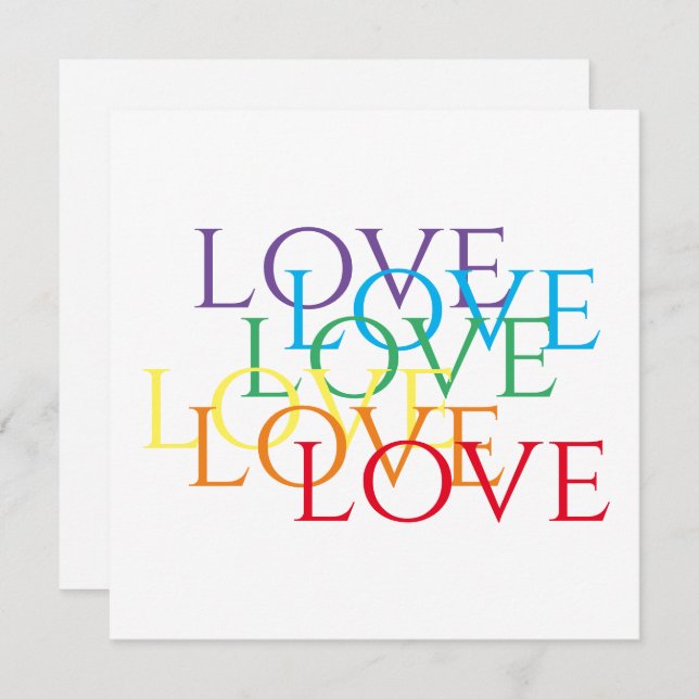 Cartão De Notas Placa plana RAINBOW LOVE 5.25x5.25 (Frente/Verso)