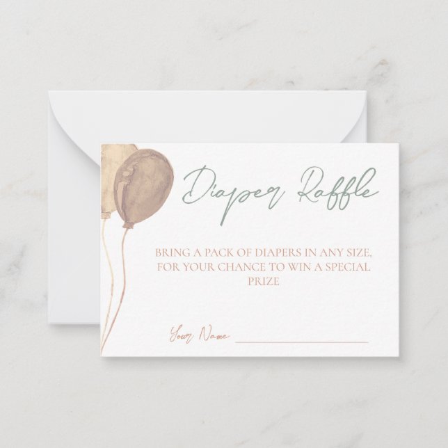 Cartão De Notas Placa Raffle de Fralda dos Balões (Frente)