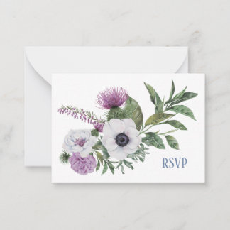 Cartão De Notas Placa RSVP Anemone e Thistle