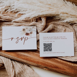 Cartão De Notas Placa RSVP Boho Floral com código QR