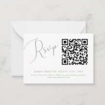 Placa RSVP de Casamento de Código QR Verde Sage