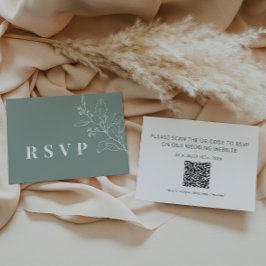 Cartão De Notas Placa RSVP de Casamento de Sage com código QR