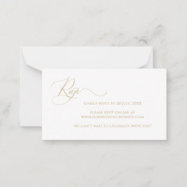 Cartão De Notas Placa RSVP de Casamento de Script Dourado Elegante