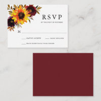Placa RSVP de Casamento Rústico Floral de Girassol