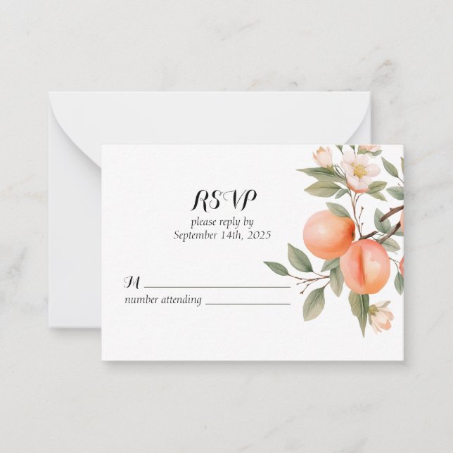 Cartão De Notas Placa RSVP do Flor de Pêssego (Frente)