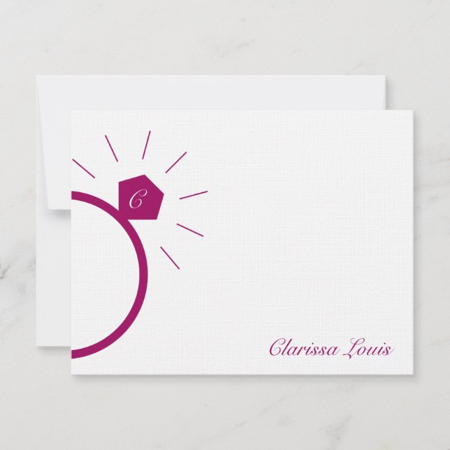 Cartão De Notas Placas de agradecimento do noivado Ring (Frente)