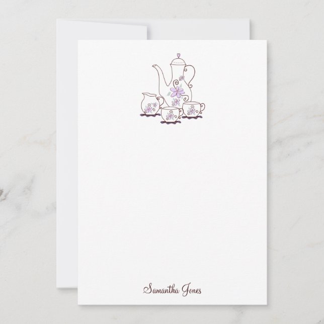 Cartão De Notas Placas de Nota de Papel de Conjunto de Chá (Frente)