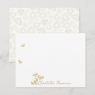 Cartão De Notas Placas de Nota de Script Personalizadas Gem Dourad