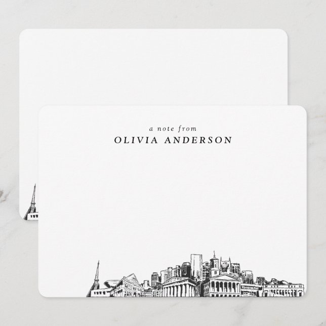 Cartão De Notas Placas de Nota Personalizadas do Skyline Skyline N (Frente/Verso)