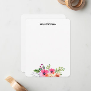 Cartão De Notas Placas de Nota Personalizadas Florais