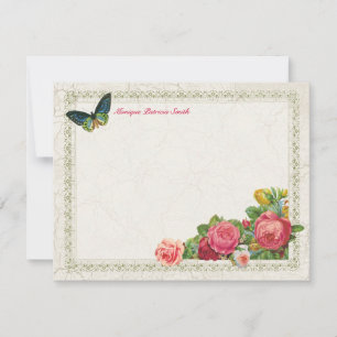 Cartão De Notas Placas de Nota Plana Personalizadas Florais para J