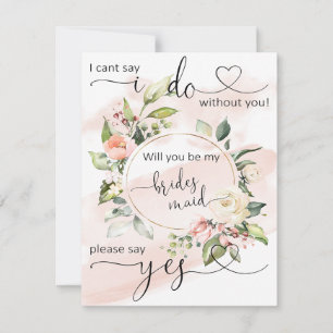 Cartão De Notas Placas de Proposta Blush Bridesmaid