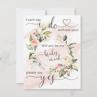 Cartão De Notas Placas de Proposta Blush Bridesmaid