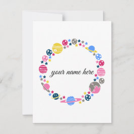 Cartão De Notas Placas Espaciais Personalizadas para Raparigas