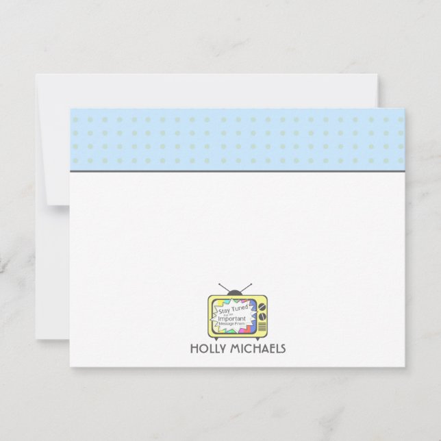 Cartão De Notas Placas Noteclados com Conjunto de TV Amarelo Retro (Frente)