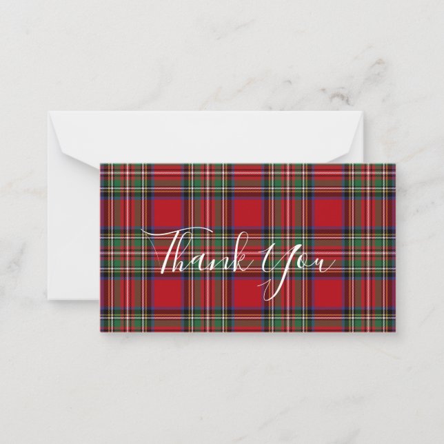 Cartão De Notas Plaid Stewart Tartan Client Thank You (Frente)
