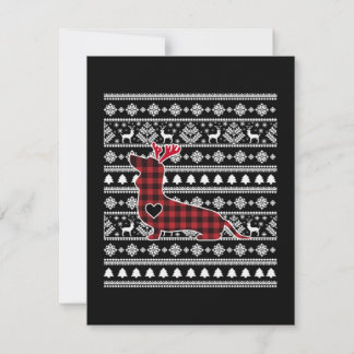 Cartão De Notas Plaid Vermelho Buffalo Dachshund Cão Natal