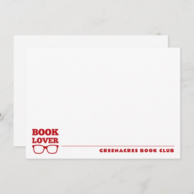 Cartão De Notas Planat do Clube do Livro Personalizado do Lover (Frente/Verso)