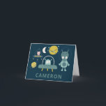 Cartão De Notas Planetas Espaciais de Alienígena Bonitos Funny Blu<br><div class="desc">Placas Espaciais de Alienígena Bonitas Placas de Nota Personalizadas Azul Funny</div>