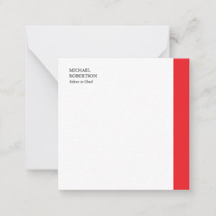 Cartão De Notas Planilha profissional minimalista de branco vermel