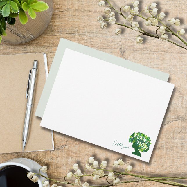 Cartão De Notas Planta Elegante Amplia Simples Personalizada (Criador carregado)