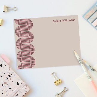 Cartão De Notas Plum Lombard Wavy Lines Modern Stationery Card