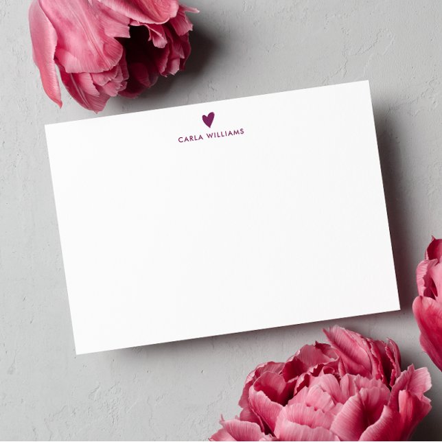 Cartão De Notas PLUM PURPLE Doodle Heart Formal Classic Family (Criador carregado)