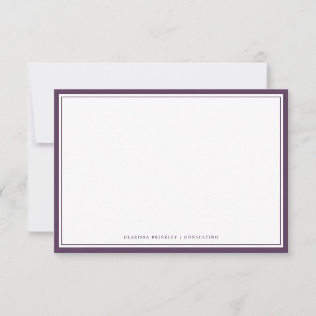 Cartão De Notas Plum Purple Flat Note Card (Frente)