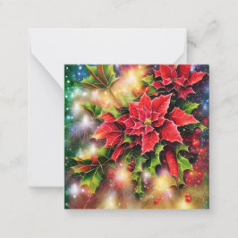 Cartão De Notas poinsettia brilhante e orçamento de Natal de azevi