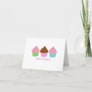 Cartão De Notas Polka Dot Cupcakes Personalized Folded Note Cards