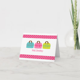 Cartão De Notas Polka Dot Purses Personalized Folded Note Cards