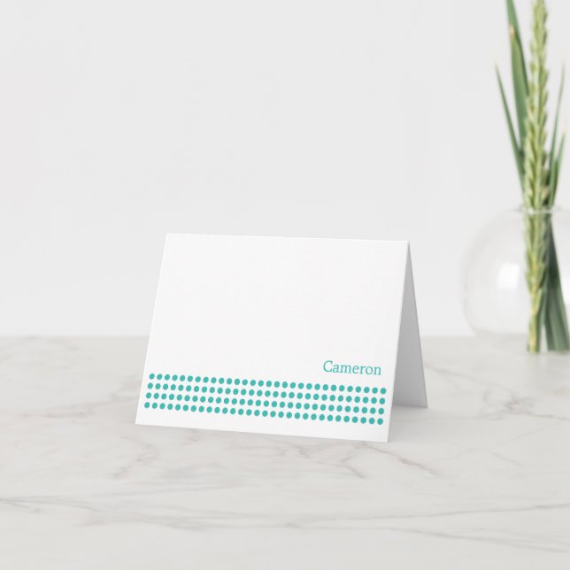 Cartão De Notas Polka Dot Stripe Blank Note Card-turquoise (Frente)