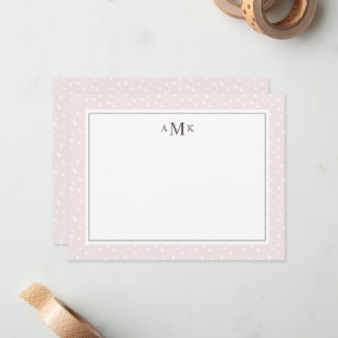 Cartão De Notas Pontos Abstrato de Blush Monogramados
