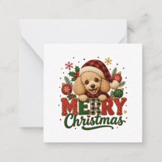 Cartão De Notas Poodle Fofo Feliz Natal