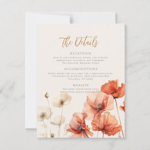 Cartão De Notas Poppies e Flores Selvagens O Casamento dos Detalhe